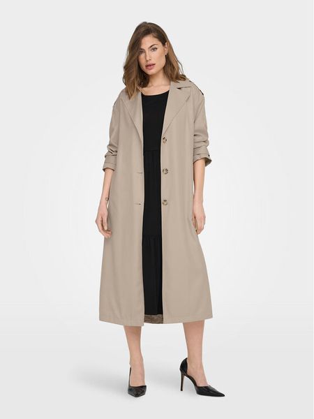 ONLY Trencz 15217799 Beżowy Relaxed Fit. Brązowe płaszcze Only, xs, bez wzorów, z syntetyku, bez kaptura. Za 147.99 zł.