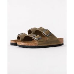 Klapki dorosłych Birkenstock Arizona Faded. Brązowe klapki Birkenstock, bez wzorów, ze skóry, bez obcasa. Za 529.70 zł.