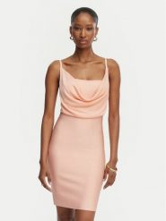 Guess Sukienka koktajlowa W6GK83 Z0686 Koralowy Slim Fit. Pomarańczowe sukienki Guess, xxl, z aplikacjami, z wiskozy, wizytowe, bez kołnierzyka, bez ramiączek. Za 614.99 zł.