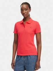 Tommy Jeans Polo Essential DW0DW20160 Czerwony Slim Fit. Czerwone koszulki polo Tommy Jeans, m, bez wzorów, z bawełny, bez kołnierzyka, bez ramiączek. Za 269.99 zł.