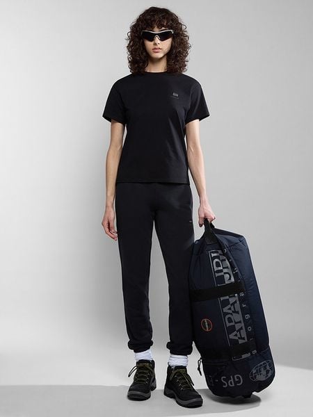 Napapijri Koszulka "Nina" w kolorze czarnym rozmiar: XXS. Czarne bluzki Napapijri, xxs, bez wzorów, z bawełny, bez kołnierzyka, bez ramiączek. Za 39.49 zł.