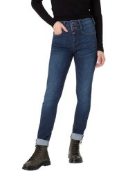 Timezone Dżinsy "Enya" - Slim fit - w kolorze granatowym rozmiar: W31/L32. Niebieskie jeansy Timezone, l, z aplikacjami, z podwyższonym stanem. Za 118.84 zł.