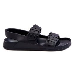 Damskie Lekkie Sandały Big Star LL274745 Czarne. Czarne sandały bez wzorów, retro, bez obcasa, bez zapięcia. Za 131.88 zł.