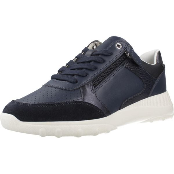 Buty GEOX D ALLENIEE Niebieski. Niebieskie trekkingi Geox, ze skóry, trekkingowe. Za 241.99 zł.