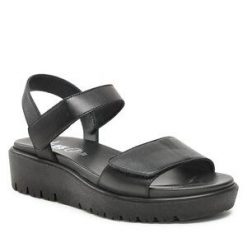 Sandały Ara. Czarne sandały Ara, bez wzorów, bez obcasa, na płaskiej podeszwie, bez zapięcia. Za 319.99 zł.