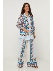 Lin Passion Lniana koszula w kolorze błękitno-białym rozmiar: 38/40. Niebieskie koszule Lin Passion, bez wzorów, ze lnu, klasyczne, bez kołnierzyka, bez ramiączek. Za 152.99 zł.