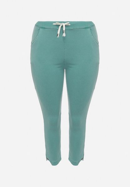 Jasnozielone Spodnie Skinny ze Sznurkiem w Pasie i Kieszeniami Irfana. Zielone spodnie materiałowe Born2be, na co dzień, l, bez wzorów, z jeansu. Za 29.99 zł.