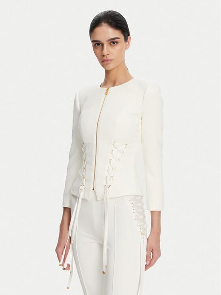 Elisabetta Franchi Marynarka GI-135-51E2 Biały Regular Fit. Białe marynarki i żakiety Elisabetta Franchi, bez wzorów, z syntetyku. Za 1,149.00 zł.