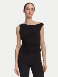 Guess Top W6YP38 K4517 Czarny Slim Fit. Czarne topy Guess, m, z aplikacjami, z wiskozy, bez kołnierzyka, bez ramiączek. Za 264.99 zł.
