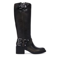Kozaki Guess. Czarne kozaki Guess, bez obcasa, na słupku, bez zapięcia. Za 824.99 zł.