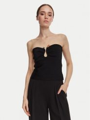 Guess Top W6YR37 Z1042 Czarny Slim Fit. Czarne topy Guess, xs, z aplikacjami, z wiskozy, bez kołnierzyka, bez ramiączek. Za 394.99 zł.