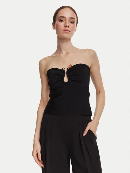 Guess Top W6YR37 Z1042 Czarny Slim Fit. Czarne topy Guess, xs, z aplikacjami, z wiskozy, bez kołnierzyka, bez ramiączek. Za 394.99 zł.
