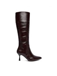 JENNY Kozaki CEO-3A9851-6 Bordowy. Czerwone kozaki Jenny, z materiału, bez obcasa, na szpilce, bez zapięcia. Za 229.99 zł.