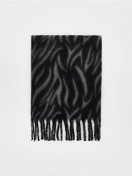 Szalik z frędzlami - ciemnoszary. Szare szaliki Reserved, bez wzorów. W wyprzedaży za 39.99 zł.