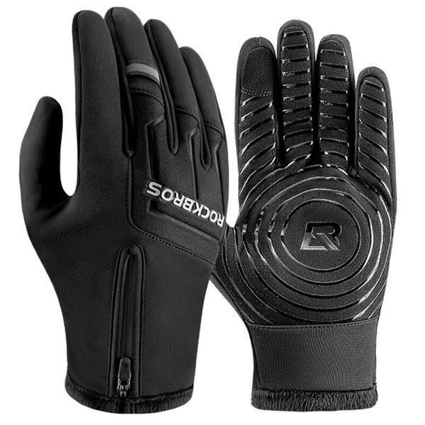 Rękawiczki rowerowe zimowe dla dorosłych Rockbros S317. Czarne rękawiczki ROCKBROS, bez wzorów, sportowe. Za 99.00 zł.