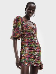 Desigual Sukienka codzienna Lara 22WWVW47 Kolorowy Slim Fit. Sukienki Desigual, na co dzień, s, bez wzorów, z syntetyku, bez kołnierzyka, bez ramiączek, proste. Za 279.99 zł.