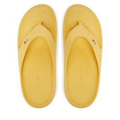Japonki Tommy Hilfiger. Żółte klapki TOMMY HILFIGER, bez wzorów, bez obcasa. Za 119.99 zł.