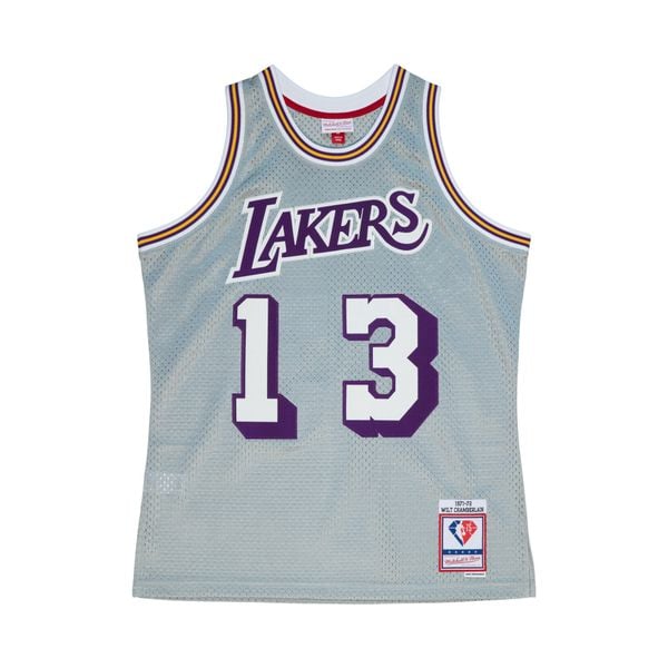 Koszulka NBA Los Angeles Lakers Wilt Chamberlain 75th NBA. Białe bluzki Mitchell & Ness, bez wzorów, sportowe, bez kołnierzyka, bez ramiączek. Za 672.00 zł.