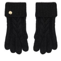 Rękawiczki Damskie Guess. Czarne rękawiczki Guess, z aplikacjami, z dzianiny. Za 194.99 zł.