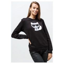 Karl Lagerfeld Bluza Ikonic Choupette , czarny, rozmiar XS. Czarne bluzy KARL LAGERFELD, s, z aplikacjami, z bawełny, bez kaptura. Za 699.99 zł.
