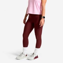 Legginsy sportowe damskie Domyos. Fioletowe legginsy DOMYOS, l, bez wzorów, z materiału, z podwyższonym stanem, długie. Za 79.99 zł.