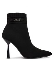 KARL LAGERFELD Botki Pandara KL31346A Czarny. Czarne botki KARL LAGERFELD, bez wzorów, z materiału, bez obcasa, na szpilce, bez zapięcia. Za 879.99 zł.