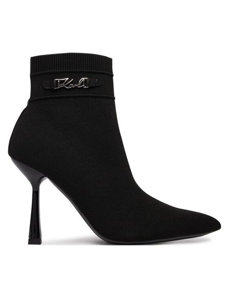 KARL LAGERFELD Botki Pandara KL31346A Czarny. Czarne botki KARL LAGERFELD, bez wzorów, z materiału, bez obcasa, na szpilce, bez zapięcia. Za 879.99 zł.