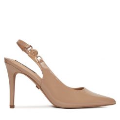 Sandały Nine West. Brązowe sandały Nine West, bez wzorów, bez obcasa, na szpilce, bez zapięcia. Za 249.99 zł.