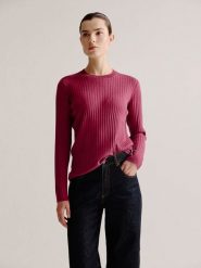 Josephine & Co Sweter "Lili" w kolorze jagodowym rozmiar: XXL. Czerwone swetry Josephine & Co, xxl, bez wzorów, prążkowane, bez ramiączek. Za 152.99 zł.