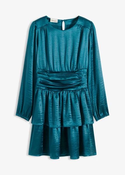 Sukienka mini. Niebieskie sukienki bonprix, bez wzorów, bez kołnierzyka, bez ramiączek, mini. Za 119.99 zł.