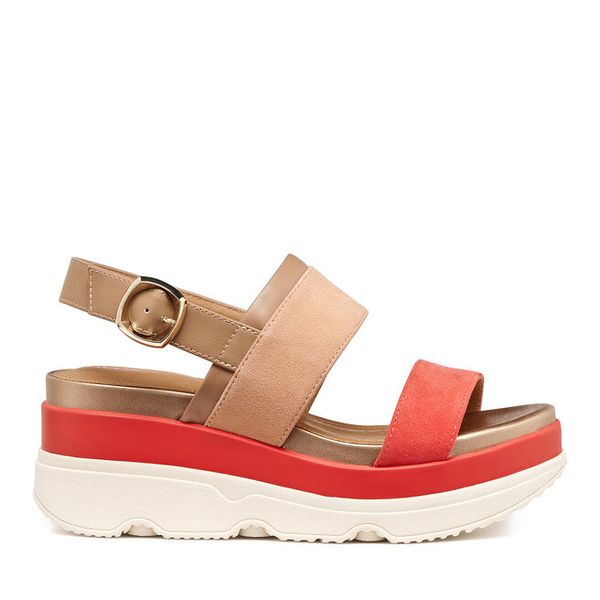 Sandały Geox. Sandały Geox, bez wzorów, bez obcasa, na płaskiej podeszwie, bez zapięcia. Za 459.99 zł.