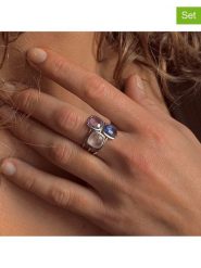Les Petites Précieuses Srebrne pierścionki (3 szt.) z kamieniami szlachetnymi rozmiar: 56. Szare pierścionki Les Petites Précieuses, z kwarcem, srebrne. Za 355.78 zł.