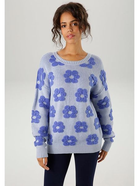 Aniston Sweter w kolorze błękitnym rozmiar: 36. Niebieskie swetry Aniston, bez wzorów, bez ramiączek. Za 65.69 zł.