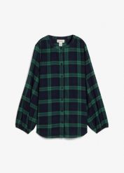 Bluzka flanelowa z czystej bawełny. Niebieskie bluzki bonprix, bez wzorów, z bawełny, bez kołnierzyka, bez ramiączek. Za 112.99 zł.