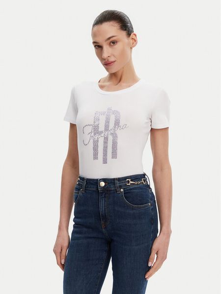 Fracomina T-Shirt FP25ST3002J449N5 Biały Slim Fit. Białe t-shirty Fracomina, s, bez wzorów, z bawełny, bez kołnierzyka, bez ramiączek. Za 99.99 zł.