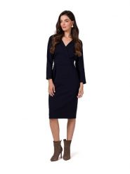 Be Wear Sukienka w kolorze granatowym rozmiar: M. Niebieskie sukienki Be Wear, m, bez wzorów, bez kołnierzyka, bez ramiączek, midi. Za 140.86 zł.