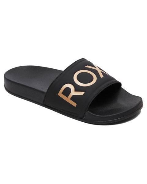 Klapki basenowe damskie Roxy SLIPPY II. Czarne klapki Roxy, bez wzorów, z gumy, bez obcasa. Za 109.99 zł.
