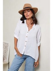 Le Monde du Lin Lniana koszula w kolorze białym rozmiar: 36/38. Białe koszule Le Monde du Lin, bez wzorów, ze lnu, klasyczne, bez kołnierzyka, bez ramiączek. Za 123.53 zł.