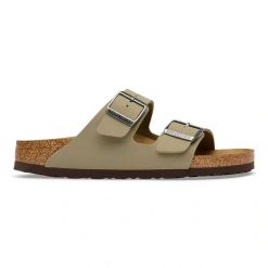 BIRKENSTOCK Arizona BF Faded Khaki/Dark Brown OS Klapki damskie. Zielone klapki Birkenstock, bez wzorów, z jeansu, bez obcasa. Za 329.99 zł.