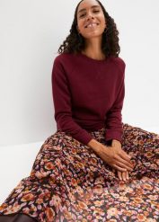 Bluza dresowa. Czerwone bluzy bonprix, bez wzorów, z dresówki, bez kaptura. Za 64.99 zł.