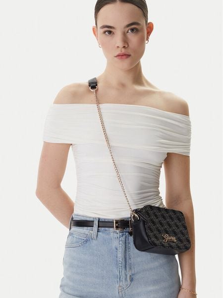 Guess Torebka J5BZ30 WFV20 Czarny. Czarne listonoszki Guess, z aplikacjami, z materiału, bez dodatków. Za 294.99 zł.