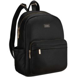 Czarny plecak damski duży mieści A4 zamykany na suwak miejski do pracy na uczelnię skóra ekologiczna Peterson PTN MBP-11-F19. Czarne plecaki Peterson, bez wzorów, ze skóry ekologicznej. Za 89.99 zł.