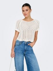 ONLY Sweter w kolorze kremowym rozmiar: M. Brązowe swetry Only, m, bez wzorów, z bawełny, bez ramiączek. Za 79.21 zł.