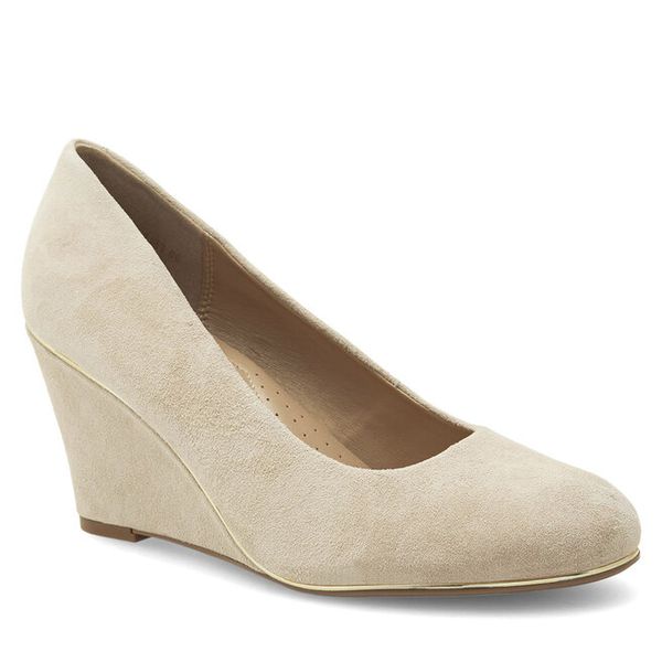 Półbuty Lasocki. Brązowe czółenka Lasocki, bez wzorów, bez obcasa, na koturnie, bez zapięcia. Za 155.99 zł.
