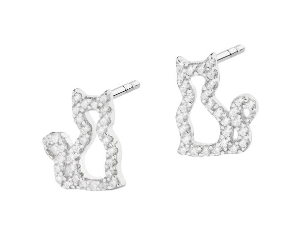 Kolczyki srebrne z cyrkoniami - koty. Szare kolczyki Apart, z cyrkonią, srebrne. W wyprzedaży za 86.80 zł.