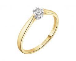 Pierścionek z żółtego złota z brylantem - 0,08 ct - próba 585. Żółte pierścionki Apart, z brylantem, złote. Za 1,990.00 zł.