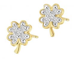Kolczyki z żółtego złota z diamentami - koniczyny - 0,04 ct - próba 375. Żółte kolczyki Apart, z diamentem, złote. Za 929.00 zł.