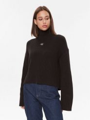 Calvin Klein Jeans Golf Label Chunky J20J222250 Czarny Relaxed Fit. Czarne golfy Calvin Klein Jeans, xs, bez wzorów, z bawełny, bez ramiączek. Za 459.99 zł.