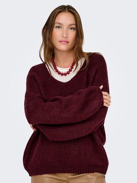 JDY Sweter "Dydinea" w kolorze bordowym rozmiar: M. Czerwone swetry JDY, m, bez wzorów, bez ramiączek. Za 109.95 zł.