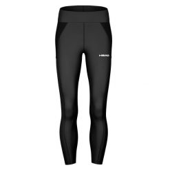 Damskie legginsy Head Tech. Czarne legginsy sportowe Head, bez wzorów, z elastanu, tenisowe. W wyprzedaży za 306.00 zł.